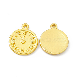 Rack Plating Alloy Pendants, Cadmium Free & Lead Free & Nickle Free, Clock Charms, Matte Gold Color, 17.5x14.5x1.5mm, Hole: 1.2mm(FIND-G045-13MG)