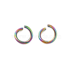 Ion Plating(IP) 304 Stainless Steel Open Jump Rings, Ring, Rainbow Color, 3.5x0.5mm, 24Gauge, Inner Diameter: 1.5mm(STAS-N098-062C-01)