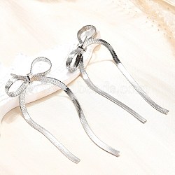 Non-Tarnish Bowknot 304 Stainless Steel Stud Earrings for Women, Stainless Steel Color, 80x38mm(EJEW-D104-04P)