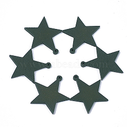 Spray Painted Wood Pendants, Star, Dark Slate Gray, 33x31x2.5mm, Hole: 1.5mm(X-WOOD-T017-09D)