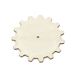 Gear Unfinish Wooden Pieces, for Crafts DIY Painting Supplies, Linen, 7.4x0.25cm, Hole: 3mm(WOOD-WH0025-12)