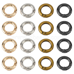 24Pcs 4 Colors Alloy Spring Gate Rings, Ring, Mixed Color, 17.5x3.5~4mm, 6pcs/color(FIND-HS0001-26A)