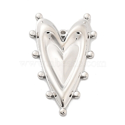 Valentine's Day Brass Pendants, Long-lasting Plated, Heart, Platinum, 36x21.5x3mm, Hole: 0.8mm(KK-I707-02P)