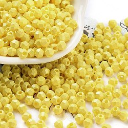 Baking Paint Glass Seed Beads, Bicone, Yellow, 4.5x3.5mm, Hole: 1.4mm, about 5625pcs/pound(SEED-A032-02E)