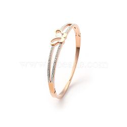 Fashionable Butterfly Stainless Steel Pave Rhinestone Hinged Bangles for Women(LR5423-8)