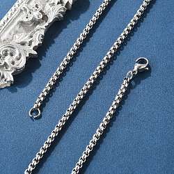 Tarnish Resistant 304 Stainless Steel Venetian Chain Box Chain Necklace Making, Stainless Steel Color, 24.02 inch(61cm), 3mm(STAS-A028-N031P-A)