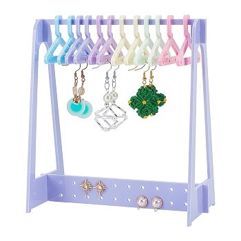 Elite 1 Set Acrylic Earring Display Stands, Clothes Hanger Shaped Earring Organizer Holder with 12Pcs Colorful Hangers, Lilac, Finish Product: 15x8x16cm