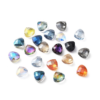 Electroplate Triangle Glass Beads, Faceted, Mixed Color, 9x10x1x5mm, Hole: 1mm, about 50pcs/bag