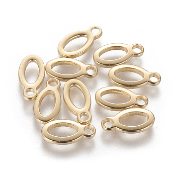 304 Stainless Steel Charms, Stamping Blank Tag, Oval, Golden, 12.5x6.5x1.5mm, Hole: 1.6mm