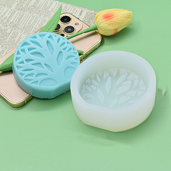 DIY Silicone Candle Molds, for Scented Candle Making, Tree of Life, Flat Round, 93x31mm