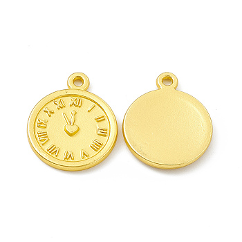 Rack Plating Alloy Pendants, Cadmium Free & Lead Free & Nickle Free, Clock Charms, Matte Gold Color, 17.5x14.5x1.5mm, Hole: 1.2mm