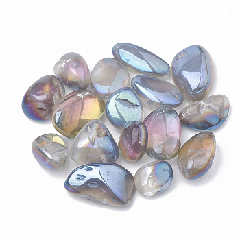 Vacuum Plating Natural Quartz Crystal Beads, Tumbled Stone, No Hole/Undrilled, Nuggets, Light Steel Blue, 15~35x9~25x6~25mm, about 130pcs/1000g.