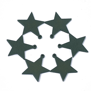 Spray Painted Wood Pendants, Star, Dark Slate Gray, 33x31x2.5mm, Hole: 1.5mm