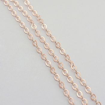 Iron Cable Chains, Unwelded, with Spool, Flat Oval, Cadmium Free & Lead Free, Rose Gold, 3x2x0.5mm, about 328.08 Feet(100m)/roll