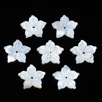 Natural White Shell Beads, Flower, 11.5x12x2mm, Hole: 0.8mm