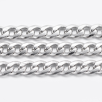 3.28 Feet 304 Stainless Steel Curb Chains, Twisted Chains, Unwelded, Stainless Steel Color, 3x2x0.6mm,