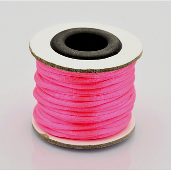 Macrame Rattail Chinese Knot Making Cords Round Nylon Braided String Threads, Satin Cord, Hot Pink, 2mm, about 10.93 yards(10m)/roll