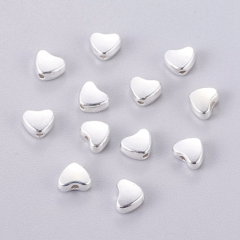 Alloy Beads, Cadmium Free & Nickel Free & Lead Free, Heart, Silver, 6x5x3mm, Hole: 1mm