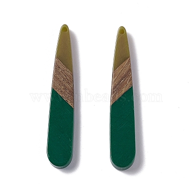 Dark Green Teardrop Resin+Wood Pendants