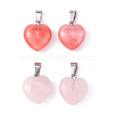 Platinum Mixed Color Heart Gemstone Pendants
