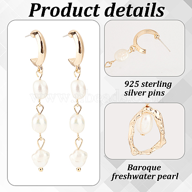 2 Pairs 2 Style Natural Pearl Beaded Dangle Stud Earrings(EJEW-AN0002-66)-3