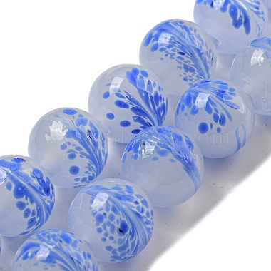 Dodger Blue Round Lampwork Beads