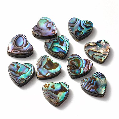 14mm Colorful Heart Paua Shell Beads