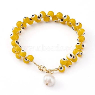 Natural Pearl Charm Bracelets(BJEW-JB05963)-5