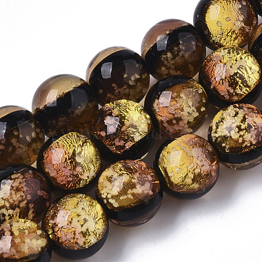 Gold Round Silver Foil Beads