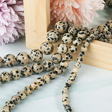 Yilisi 4 brins 4 brins de perles de jaspe dalmatien naturel de style(G-YS0001-06)-4