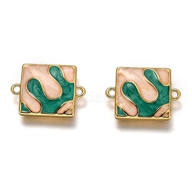Real 18K Gold Plated Colorful Square Brass+Enamel Links