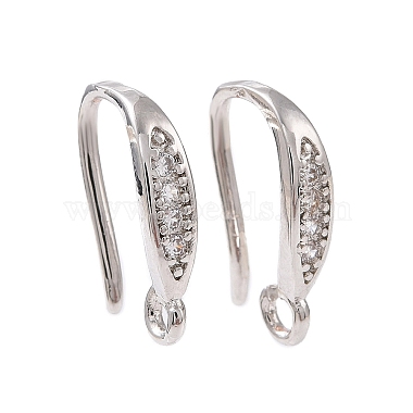 Platinum Clear Brass+Cubic Zirconia Earring Hooks