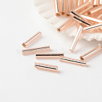 FGB Grade A Glass Bugle Beads, Silver Lined, Misty Rose, 9x1.8~3mm, Hole: 0.5mm(SEED-A025-F4H-39)