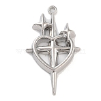 Silver Alloy Pendants, Heart, 30.5x17.5x8mm, Hole: 1.2mm(PALLOY-U003-08G-S)