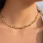 304 Stainless Steel Crystal Rhinestone Papperclip Chain Necklaces for Women, Golden, 15.94 inch(40.5cm)(SA-CBA8C9C-09G)