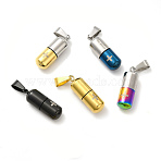Ion Plating(IP) 304 Stainless Steel Openable Capsule Pill Box Pendants, Medical Cross Pill Container Charms with Snap on Bails for Jewelry Necklace Making, Mixed Color, 28x9mm, Hole: 9x4mm(STAS-E184-01)