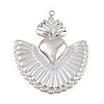 304 Stainless Steel Pendants, Sacred Heart with Wing Charms, Stainless Steel Color, 40.5x34.5x3mm, Hole: 1.8mm(SA-CBA6E67-08P)