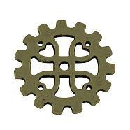 Tibetan Style Alloy Steampunk Pendants, Cadmium Free & Lead Free, Gear, Antique Bronze, 18x1.5mm, Hole: 1.5mm, about 740pcs/1000g(TIBEP-R304-036AB-LF)