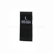 Polyester Clothing Size Labels(L), Woven Crafting Craft Labels, for Clothing Sewing, Black, 38x15x0.4mm, 500pcs/bag(FIND-WH0003-76E)