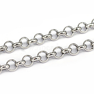 304 Stainless Steel Rolo Chains, Belcher Chains, Unwelded, Stainless Steel Color, 6x2mm(CHS-L001-28-6mm)
