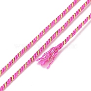 Polycotton Filigree Cord, Braided Rope, with Plastic Reel, for Wall Hanging, Crafts, Gift Wrapping, Deep Pink, 1.2mm, about 27.34 Yards(25m)/Roll(OCOR-E027-02B-09)