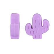 20Pcs Cactus Food Grade Eco-Friendly Silicone Focal Beads, Chewing Beads For Teethers, DIY Nursing Necklaces Making, Violet, 29x23x8mm, Hole: 2mm(JX906H)