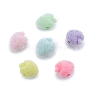 Opaque Resin Beads, Flocky Strawberry, Mixed Color, 17x13x12mm, Hole: 3mm(RESI-G047-07)