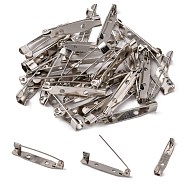 Iron Brooch Findings, Back Bar Pins, with Two Holes, Platinum, 32x6mm, Hole: 2mm, Pin: 1mm(IFIN-S525-32mm)