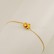 304 Stainless Steel Serpentine Chain Bracelets, Chunk Letter Link Bracelets for Women, Real 18K Gold Plated, Letter S, 6.50 inch(16.5cm), letter: 7~8.5x6~10.5mm(BJEW-H608-01G-S)
