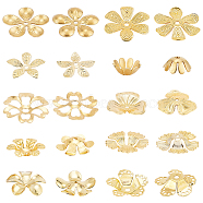 Elite 100Pcs 10 Styles Brass Bead Caps for DIY Hair Decoration Accessories, Flower, Golden, 11~22x11~23x2~5mm, Hole: 1~3mm, 10pcs/style(KK-PH0005-72)