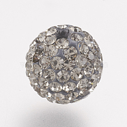 Czech Rhinestone Beads, PP6(1.3~1.35mm), Pave Disco Ball Beads, Polymer Clay, Round, 215_Black Diamond, 4~4.5mm, Hole: 1mm, about 20~30pcs rhinestones/ball(RB-F022-PP6-4mm-TB02)