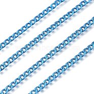 Electrophoresis 304 Stainless Steel Curb Chains, Unwelded, with Spool, Dodger Blue, 4.2x2.6x0.6mm, about 32.8 Feet(10m)/roll(CHS-I003-Q02)