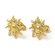 Ion Plating(IP) 304 Stainless Steel Sun Stud Earrings for Women, Real 18K Gold Plated, 17x17mm, Pin: 0.8mm(EJEW-I281-21G)