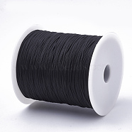 1mm Chinese Knot Macrame Rattail Jewelry Thread Round Nylon Cords, Black, about 328.08 yards(300m)/roll(NWIR-S003-02)